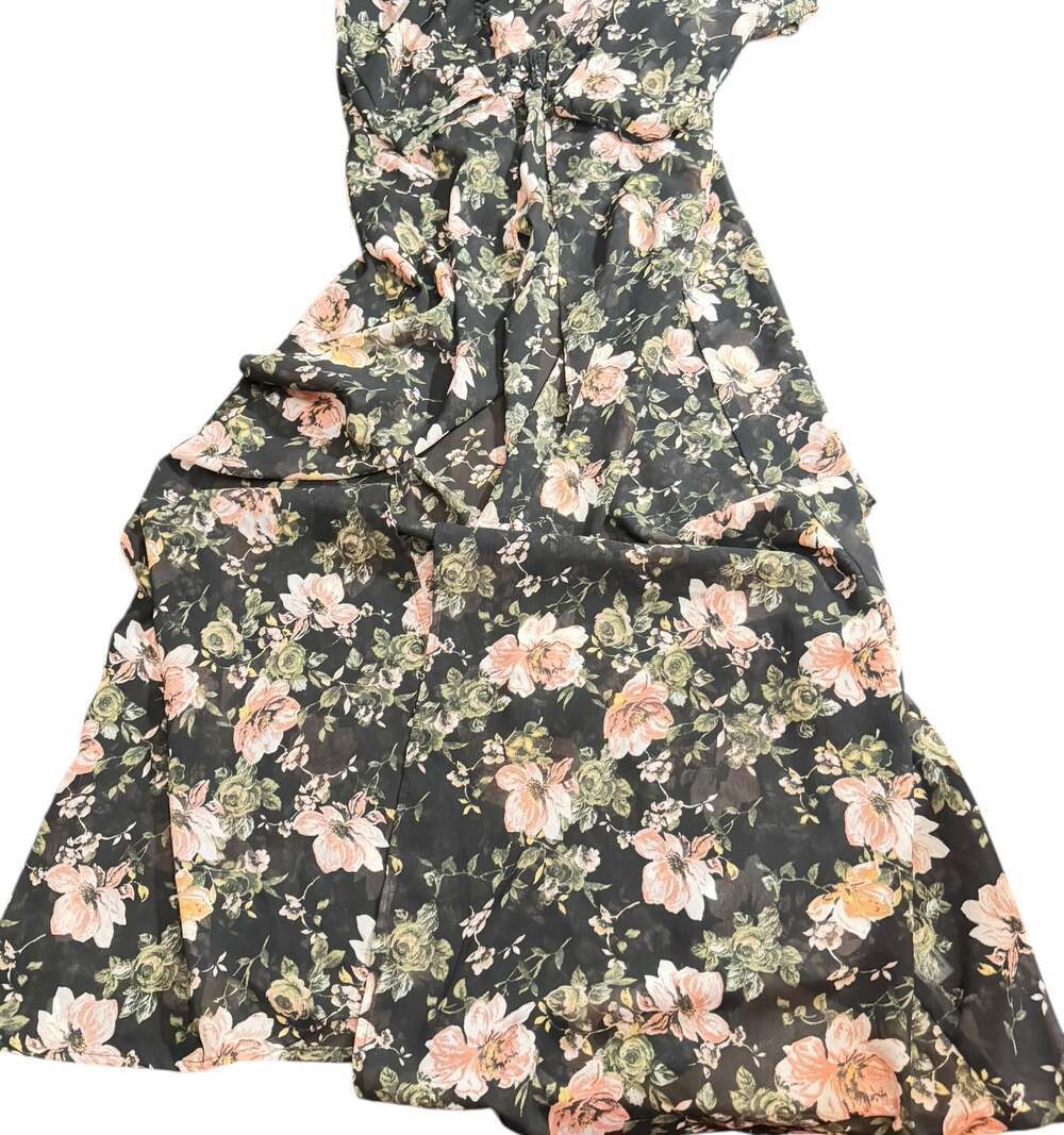 Truth Black Floral Maxi Dress Women’s Size Small Made in India